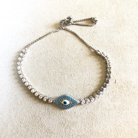 ♦️SOLD♦️🧿 EVIL EYE 🧿 Adjustable Sterling Silver Bracelet - Picture 7 of 8